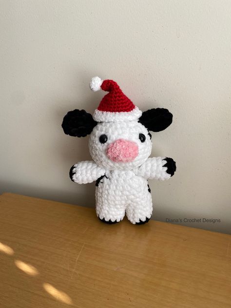 Crochet Santa Claus Christmas Cow Plushie Christmas Cow Gift - Etsy Crochet Cow Plushie, Crochet Santa Claus, Plushie Crochet, Crochet Plushies, Crochet Santa, Christmas Cow, Cow Gifts, Crochet Cow, Crochet Granny Square Blanket