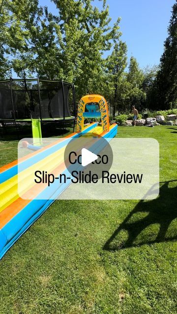 Mandy & Mel on Instagram: "FOLLOW for more awesome outdoor toys! 

My thoughts on Costco Slip-n-Slide 👇🏻
-You can only purchase in-store! It’s $199 which is an insane deal! 
-Because it’s inflatable, the slide is more secure! I didn’t add the stakes and it stayed in place.
-The slide slopes so the water runs down like a real water slide!
-It’s 30ft long and includes a water blaster and dump tower!
-It’s recommended for ages 5-12 but I would say 3–adult! 
-This is the type of outdoor water toy big kids will LOVE!
-It dries really fast! I recommend storing in a Rubbermaid." Diy Slip And Slide, Fun Places For Kids, Slip N Slide, Water Blaster, Slip And Slide, Inflatable Water Slide, Water Slide, Water Toys, Kids Slide