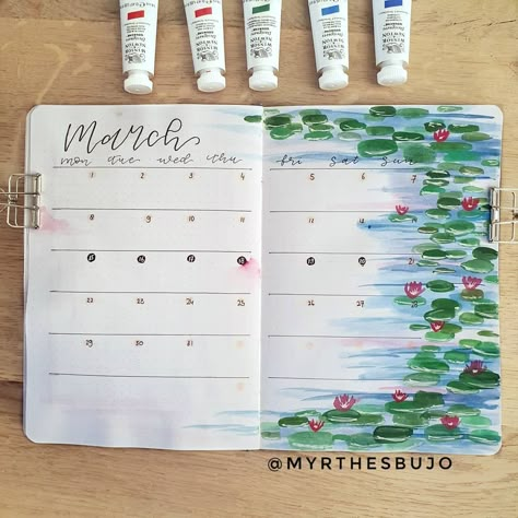 March Bujo Theme Ideas, March Bujo Spread, Easy Bujo Themes, Bullet Journal Mars, March Bujo Theme, May Bujo Theme, March Drawings, March Monthly Spread, Spring Bujo