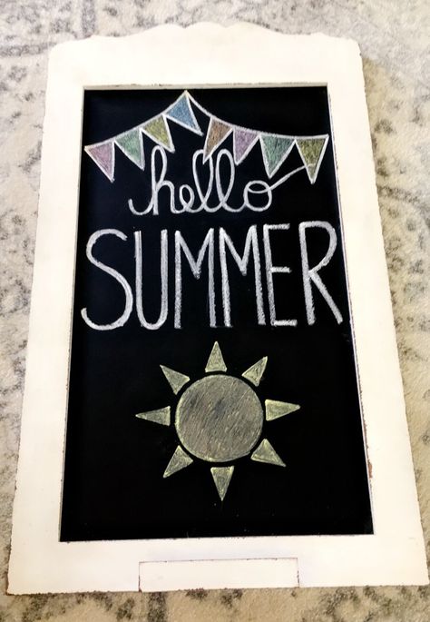 Happy Summer Chalkboard Art, Chalk Boarder Designs September, Summer Chalkboard Art Easy, Summer Boutique Chalkboard Signs, Summer Chalkboard Ideas Easy, Summer Chalkboard Art Ideas, Summer Chalkboard Ideas, Birthday Chalkboard Art, Chalkboard Restaurant