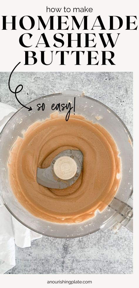 Learn how easy it is to make homemade cashew butter with this super simple 2-ingredient recipe. Great alternative to peanut butter and much cheaper than buying store-bought. #diyrecipes #cashewbutter #peanutfree #healthysnacks Diy Cashew Butter, Homemade Cashew Butter, How To Make Cashew Butter, Recipes With Cashews, Cashews Recipes, Nut Gifts, Cashew Nut Butter, Cashew Butter Recipe, Daniels Fast