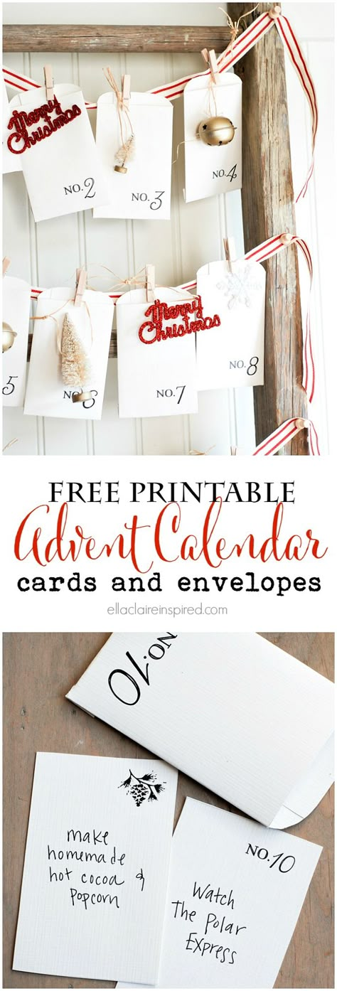 Free Printable Vintage Christmas Advent Calendar with adorable cards and envelopes for you to fill out for each day! Hantverk Diy, Printable Advent Calendar, Printable Vintage, Free Christmas Printables, Christmas Advent Calendar, Gorgeous Christmas, Noel Christmas, Printable Christmas, Christmas Advent