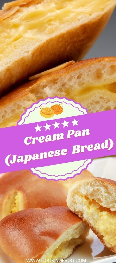 Bread Deserts, Asian Bread, Cream Pan, Ensaymada Recipe, Japanese Bakery, Recipe Japanese, Japanese Milk Bread, Japanese Bread, Pan Recipe