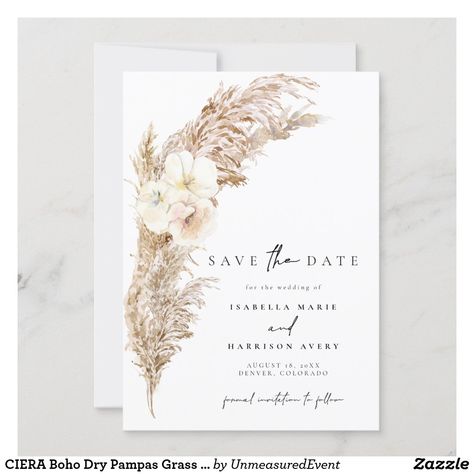 Pampas Grass Save The Date, Pampas Grass Invitation, Dry Pampas, Engagement Announcement Cards, Boho Save The Date, Earth Tone Wedding, Rustic Baby Shower Invitations, Boho Baby Shower Invitations, Photo Save The Date