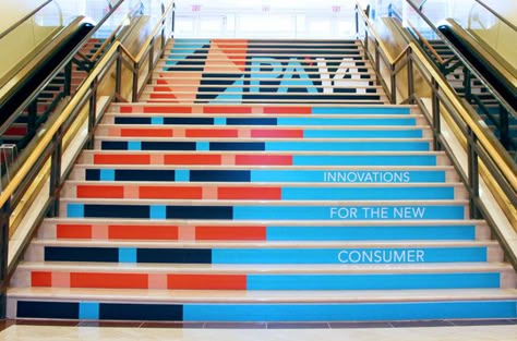 event-branding-stair-graphics-incomm-partner-alliance-2014-annatto-03 - Annatto Stair Graphics, Stairs Graphic, Experiential Graphics, University Marketing, Conference Branding, Stair Art, Usa House, Stair Stickers, Wall Graphic