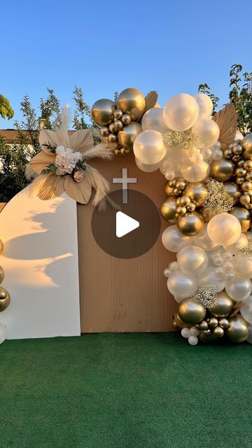 Baptism ✨ Custom backdrops and sign by @ldwoodworkcreations Balloons purchased at @dulceriacandyspots used @ellies_brand Baby’s breath… | Instagram Baptism Balloon Arch, Baptism Decorations Backdrops, Baptism Backdrop, Baptism Photos, Custom Backdrops, Baby S Breath, Photo Stands, October 21, Custom Backdrop