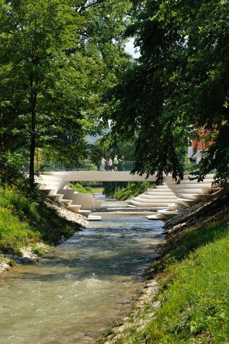 ENOTA sculpts pedestrian city centre for Slovenian garden city Nature Reclaiming, Creek Ideas, Garden Plan, River Edge, Easy Landscaping, Landscape Architecture Design, Rain Garden, Design Exterior, Garden City