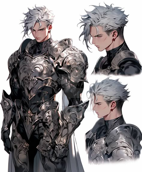 White Haired Knight Male, White Haired Knight, White Haired Swordsman, White Knight Fantasy Art, Male Knight Character Design, Male White Hair, White Hair Male, Dragon Age Origins Morrigan, Silver Knight