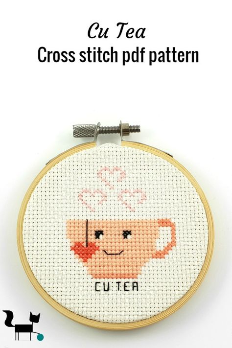 Small Cute Cross Stitch Patterns, Free Mini Cross Stitch Patterns, Tea Cross Stitch, Kawaii Cross Stitch, Cross Stitch Beginner, Dragon Cross Stitch, Tiny Cross Stitch, Cross Stitch Kitchen, Small Cross Stitch