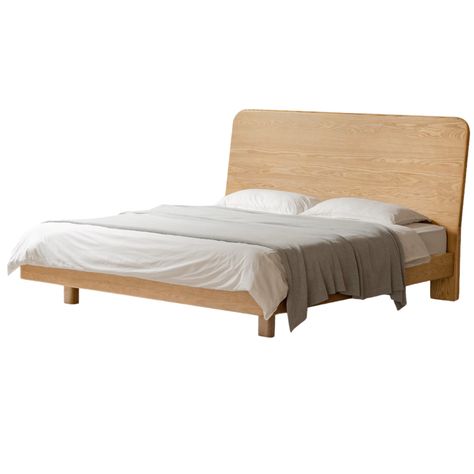 Ash solid wood bed simple high headboard Suspended Bed, Bed Simple, High Headboards, High Headboard, Big Beds, Solid Wood Bed, Wood Bed, Wood Beds, Wood Color