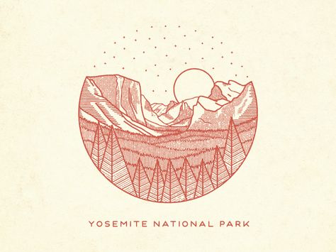 Another illustration for Sevenly to help raise money for National Parks. this is tunnel view, one of the most famous views of Yosemite Valley. From here you can see El Capitan and Bridalveil Fall r... Yosemite Tattoo, Geniale Tattoos, Yosemite Valley, Salou, Hand Drawing, Letterpress Printing, Drawing Inspiration, Line Drawing, Letterpress