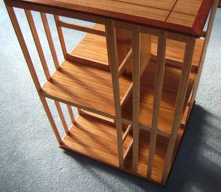 Rotating Shelf Diy, Diy Revolving Bookcase, Diy Rotating Bookshelf, Spinning Bookcase, Rotating Bookcase, Timber Projects, Revolving Bookcase, Bookcase Diy, Cool Bookshelves