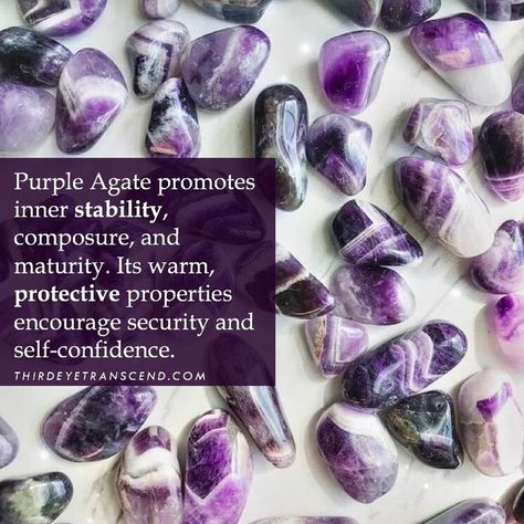 Purple #Agate promotes inner stability, it great protective crystal 💎💜 .... .... .... .... .... #thirdeyetranscend #crystalmagic… Purple Agate Crystal Meaning, Purple Agate Meaning, Su Oc, Crystal Identification, Crystal Tips, Fantasy Fairies, Steven Uni, Agate Meaning, Purple Dye