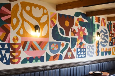 Taco Boy — Wyatt Grant Best Bathroom Paint Colors, Mural Cafe, Wood Gates, Exterior Murals, Interior Murals, Flower Mural, Shapes And Patterns, Bathroom Paint, School Murals