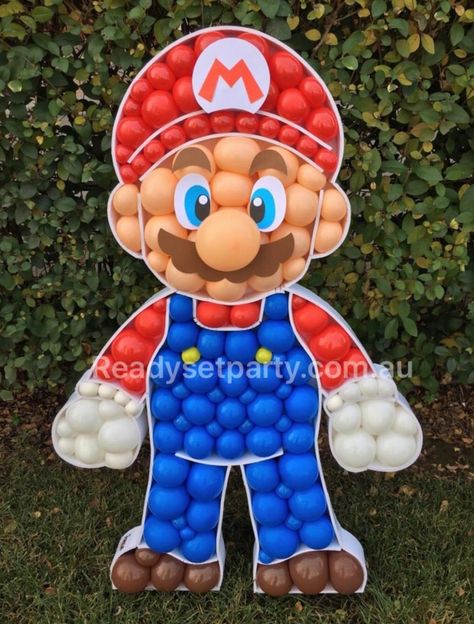 Super Mario Party theme party supplies and ideas! - Lifes Little Celebration Super Mario Balloon Decor, Mario Cart Decorations, Supermario Theme Party, Mario Bros Party Ideas Decoration, Super Mario Bros Party Ideas Decoration, Mario Party Theme, Diy Mario Decorations, Super Mario Party Decorations, Super Mario Birthday Party Decorations