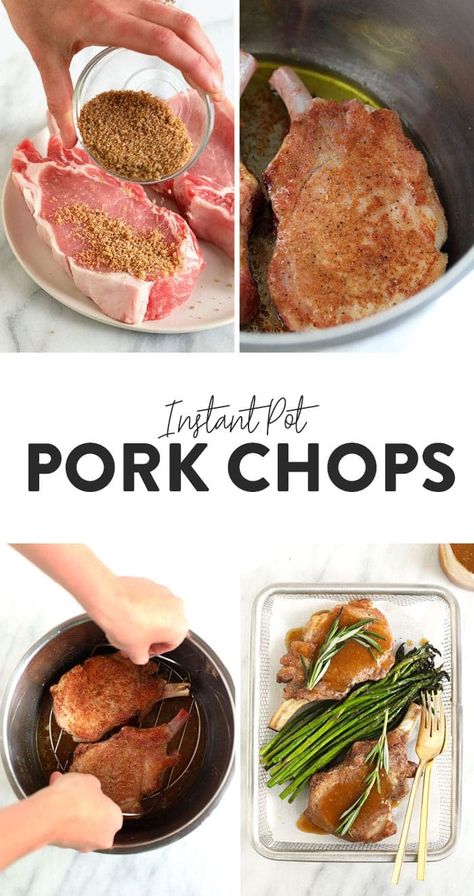 Make the juiciest Instant Pot Pork Chops for dinner tonight! These bone in pork chops are made with a delicious spice rub and cooked with a yummy whiskey gravy. Whiskey Gravy, Instapot Pork Chops, Multicooker Recipes, Skillet Pork Chop Recipes, Instapot Ideas, Crockpot Foods, Bone In Pork Chops, Multi Cooker Recipes, Instant Pot Pork Chops