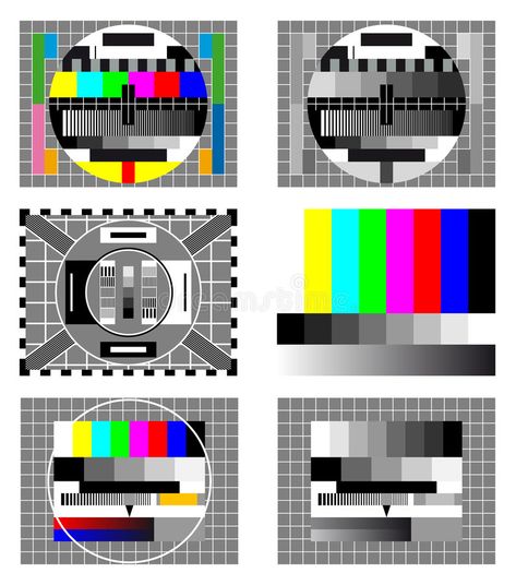 Please Stand By Screen, Test Pattern, Black Video, Screen Painting, Tv Sets, Color Test, Screen Color, Test Card, White Illustration