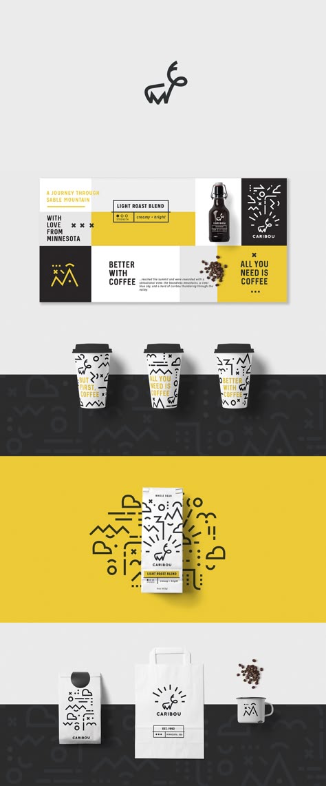 Yellow Brand Identity, Coffee Brand Identity, Yellow Branding Design, Coffee Branding Logo, Branding Background, Grey Branding, Branding Agency Logo, Colour Branding, Coffee Branding Design