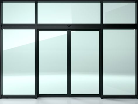 Black double automatic glass door in the... | Premium Photo #Freepik #photo #technology #construction #room #window Window Png, Door Png, Window Ads, Double Sliding Glass Doors, Commercial Glass Doors, Storefront Glass, Construction Room, Automatic Doors, Automatic Sliding Doors