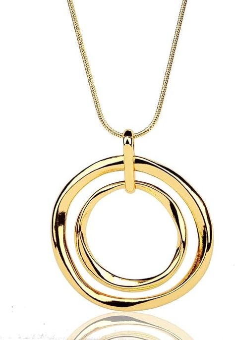 Amazon.com: XILAZAB Gold Circle Necklace, 14K Gold Plated Hammered Double Circle Necklace Long Chunky Gold Chain Necklace Punk Large Circle Pendant Bold Snake Chain Sweater Chain,Vintage&Statement: Clothing, Shoes & Jewelry Chunky Gold Chain Necklace, Vegas Outfits, Double Circle Necklace, Womens Silver Jewelry, Chunky Gold Chain, Gold Circle Necklace, Long Silver Necklace, Silver Necklace Statement, Gold Circle