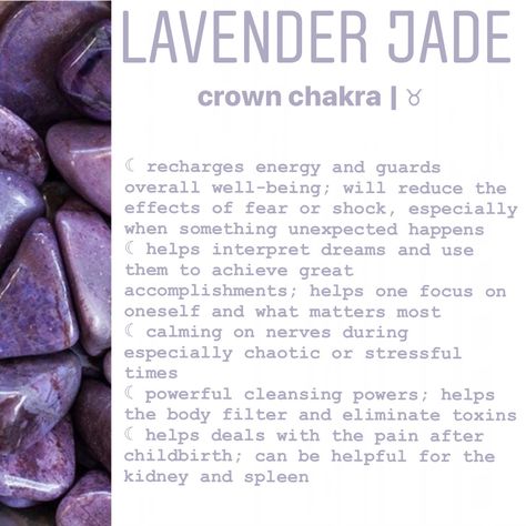 lavender jade meaning Purple Jade Meaning, Pink Jade Meaning, Lavender Jade Meaning, Lavender Spiritual Meaning, Lavender Quartz Meaning, Jade Meaning Stones, Lavender Meaning, Crystal Notes, Jade Properties