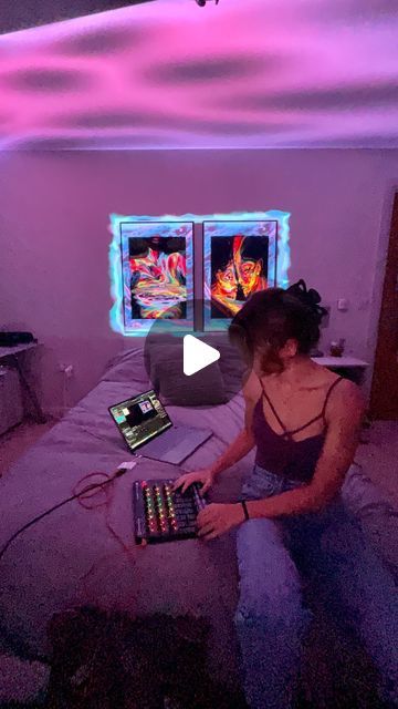 Lucinda Dilly on Instagram: "Part 2 revealed 💫 Bedroom projection mapping continued 👩‍💻📽️🌀🖼️

Created using my 4000 lumen optoma projector, @mad_mapper, @vidvox, and @kaiber.ai 🌀

#immersiveart #digitalartist #projectionmapping #projection_mapping #projectionmappingart #ai #animation #visualeffects #procreate #creativeprocess" Projector Art, Projector In Bedroom, Group Project, Group Projects, Projection Mapping, End Of Summer, Bedroom Art, Visual Effects, Creative Process