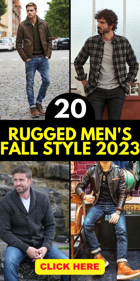 Embrace the vintage-inspired charm of men's fall style in 2023. Our collection of outfits combines classic elements with a modern twist, creating a unique and stylish look. From retro patterns to nostalgic accessories, discover the perfect pieces to infuse your wardrobe with vintage flair. Capture the spirit of the past while staying on-trend with our selection of carefully curated outfits. Embrace the timeless appeal of vintage fashion and make a statement this fall. Men’s Latest Fashion, 35 Yr Old Mens Fashion, Men Rugged Fashion, Men’s Casual Looks, Mens Styles 2023, Mens Clothing Styles Fall 2023, Rugged Men Outfits, Men’s Casual Dress Outfits With Jeans, Men’s Style Inspiration