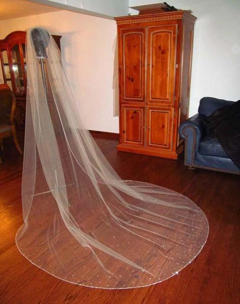 2016 Romantic One Layer Bridal Veil Chapel Length Tulle Rhinestones Wedding Veils With Beaded Edge White Ivory Bride'S Veil Black Bridal Veil Black Wedding Veils From Weddingplanning, $31.42| Dhgate.Com Vintage Birdcage Veils, Chapel Length Wedding Veil, Rhinestone Veil, Beaded Wedding Veils, Ivory Bridal Veil, Ivory Bride, Chapel Length Veil, Comb Veil, Cathedral Bridal Veils