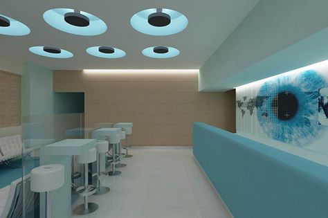 Dentist Office Design Interiors, Dental Design Interior, Office Reception Design, Dentist Office Design, Waiting Room Design, Eyewear Store Design, Eye Clinic, Clinic Interior, Eye Hospital