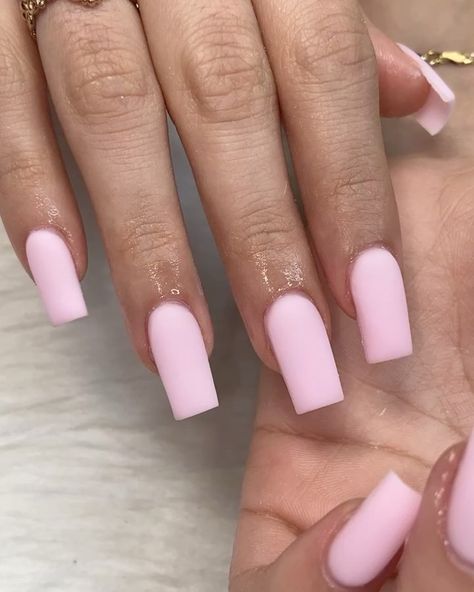 Short Pink Polygel Nails, Matt Square Nails, Light Matte Pink Nails, Matte Nail Inspiration, Short Matte Acrylic Nails, Baby Pink Square Acrylic Nails, Jelly Nails Acrylic Short, Matte Pink Nails With Design, Baby Pink Nails Square