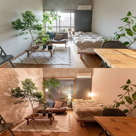 Studio Apartment Ideas Japanese, Japanese Inspired Studio Apartment, Japanese One Room Apartment, Studio Apartment Japan, Japanese Style Studio Apartment, Japanese Studio Apartment Ideas, Japanese Home Style, Japan Studio Apartment, Japandi Studio Apartment