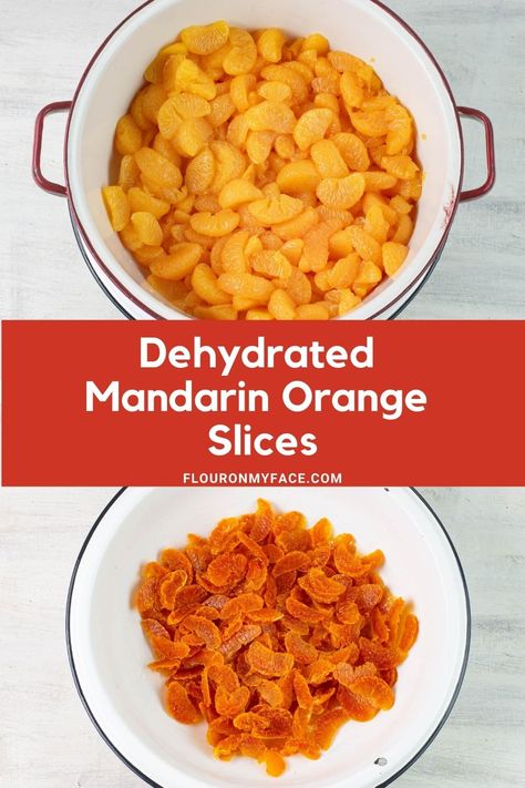 How to Dehydrate Mandarin Oranges for a sweet and tart dried fruit snack. Dehydrate Mandarin Oranges, Dehydrating Oranges In Dehydrator, Dehydrated Mandarin Oranges, How To Dehydrate Oranges, Dried Tangerines, Dehydrated Orange Slices, Dehydrated Recipes, Mandarine Recipes, Homemade Fruit Snacks