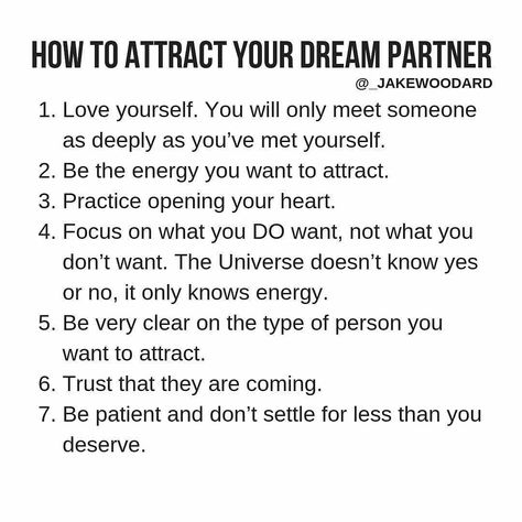 Law of attraction | Manifest on Instagram: “How to attract your dream partner.  If you like this post, drop a “❤️” below  Sending my love ♥️ . . 🕉️ ✴️For more positive thoughts and…” Dream Partner, Law Attraction, Manifestation Magic, Manifesting Dreams, Journey Quotes, Levels Of Understanding, Law Of Attraction Tips, Law Of Attraction Quotes, Meaningful Life