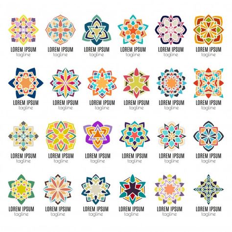 Kaleidoscope mandala icons Premium Vecto... | Premium Vector #Freepik #vector #logo #flower #islamic #ornament Kaleidoscope Pattern Design, Kaleidoscope Makeup, Kaleidoscope Logo, Diy Flower Decorations, Kaleidoscope Tattoo, Diy Paper Flower Wall, Islamic Design Pattern, Paper Flower Wall Art, Kaleidoscope Design