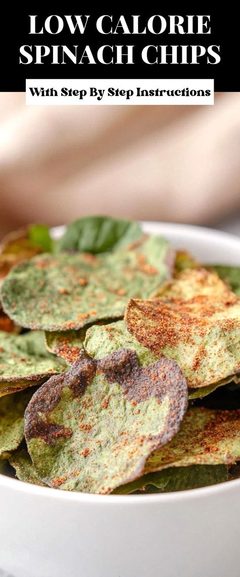 Image for Low Calorie Spinach Chips Spinach Chips, Snack Craving, Spinach Recipes, Movie Nights, Keto Snacks, Healthy Alternatives, Guilt Free, Potato Chips, Low Calorie