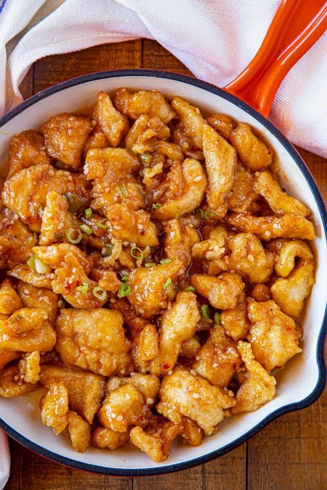 P.F. Chang's Spicy Chicken is the perfect copycat dinner with tangy, spicy, and slightly sweet chicken. #dinner #pfchangs #chinesefood #chicken #copycatrecipes #pfchangsrecipes #dinnerthendessert Chang’s Spicy Chicken Recipe, Chang’s Spicy Chicken, Changs Spicy Chicken Sauce, Pf Changs Spicy Chicken Recipe, Changs Spicy Chicken, Pf Changs Copycat, Copycat Dinner, Spicy Chicken Breast, Chinese Meals