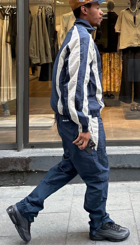 Airmax 97s Outfit Men, Airmax 97s Outfit, Nike Air Max 95 Outfit, Nylon Tracksuit, Roy Cohn, Uk Streetwear, Track Pants Outfit, Streetwear Inspo, Tracksuit Men