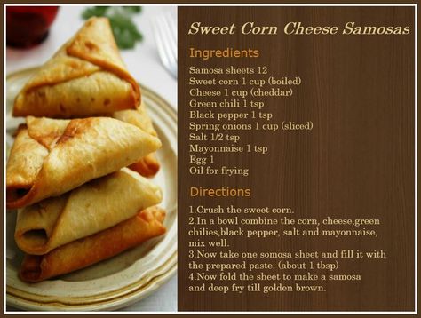 Try this recipe for Sweet Corn Cheese Samosas today and wow everyone at home! Easy Samosa Recipes, Corn Cheese, Samosa Recipe, Easy Rice Recipes, Creamy Corn, Chef's Kitchen, Healthy Homemade Recipes, Puff Pastry Recipes, Ramadan Recipes