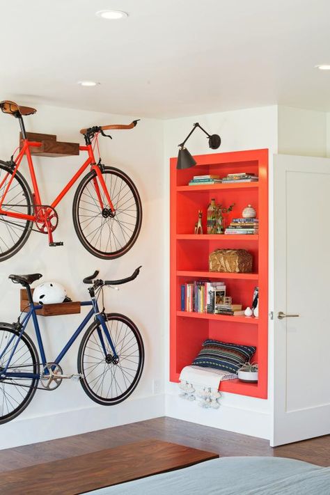 Bike Storage Room, Rack Velo, Bike Storage Apartment, Diy Bike Rack, Bike Rack Garage, Bike Shelf, Bike Storage Garage, Bike Storage Solutions, Bike Storage Rack