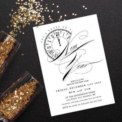 New Year’s Eve Invitation, New Years Eve Invitation, Nye Celebration, New Years Eve Invitations, Invitations Ideas, Pop Fizz Clink, Nye Wedding, New Years Eve Weddings, New Year's Eve Celebrations