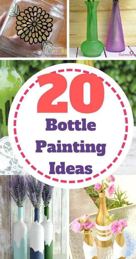 20 Bottle Painting Ideas - Vine Bottle Crafts Diy, Painted Bottles Ideas Easy Diy, Decorating Bottles Ideas, Painted Wine Bottles Diy, Bottle Painting Ideas Acrylics, Wine Bottle Painting Ideas, Painted Beer Bottles, Glass Bottle Diy Projects, Bottle Painting Ideas