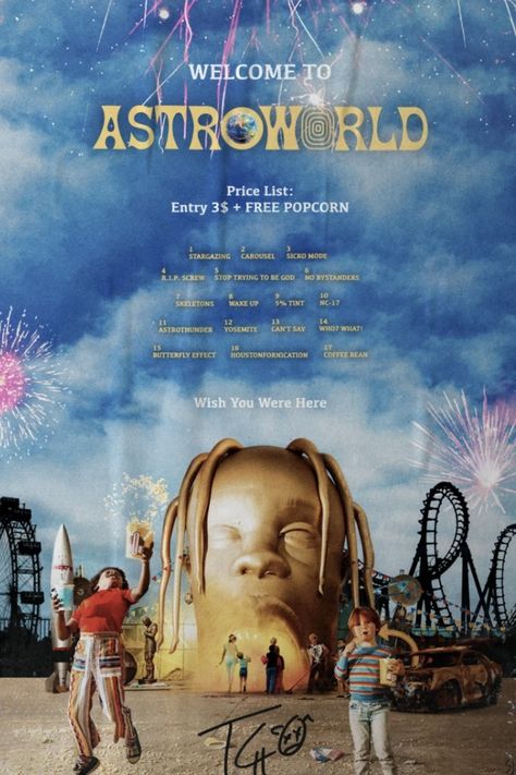 Travis Scott Astroworld Album Cover, Travis Scott Poster Vintage, Poster Prints Travis Scott, Travis Scott Collage, Astroworld Album Cover, Astroworld Poster, Leo Poster, Travis Scott Poster, Artist Wallpaper