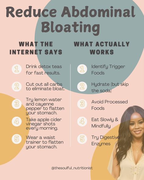 Reduce Abdominal Bloat What the Internet Says vs. What Actually Works Bloat—whether it’s after a meal or sticking around all day—can be frustrating, and the internet is FULL of tips that promise quick fixes. But how many of those hacks actually work? 🤔 Let’s break down what the internet says vs. what really helps for lasting bloat relief: 🌐 What the Internet Says: “Drink detox teas for fast results.” “Do 100 crunches to reduce bloating instantly.” “Try lemon water and cayenne pepper to fla... Bloat Relief, Eat Slowly, Stomach Issues, Fast Results, Cayenne Pepper, Lemon Water, Detox Tea, Cayenne, The Internet