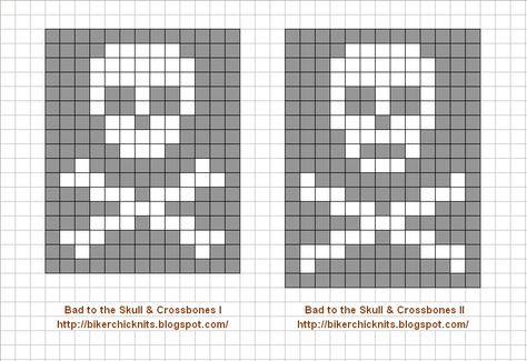 Skull & Crossbones Color Knitting Charts for Callum & Lil' Evan's dress-up/costuming gifts Cross Stitch Skull, Crochet Skull Patterns, Halloween Knitting, Fair Isle Chart, Colorwork Chart, Color Knitting, Crochet Skull, Skull Crossbones, Halloween Cross Stitches