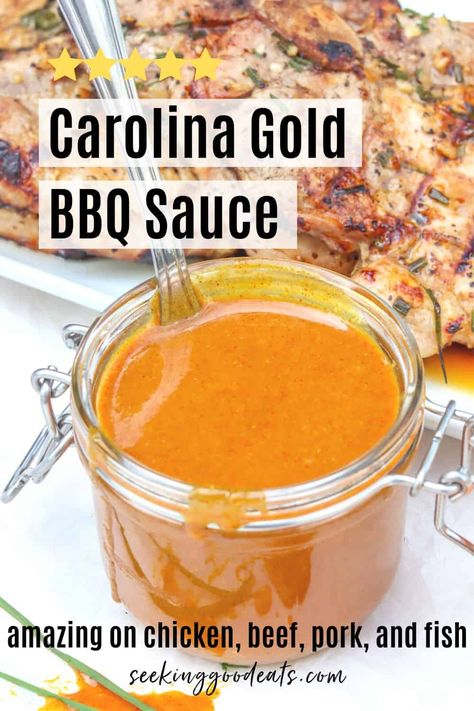 Gold Bbq Sauce Recipe, Carolina Gold Bbq Sauce Recipe, Mustard Bbq Sauce Recipe, Carolina Gold Bbq Sauce, Carolina Style Bbq Sauce, Gold Bbq Sauce, Carolina Bbq, Carolina Bbq Sauce, Mustard Bbq Sauce