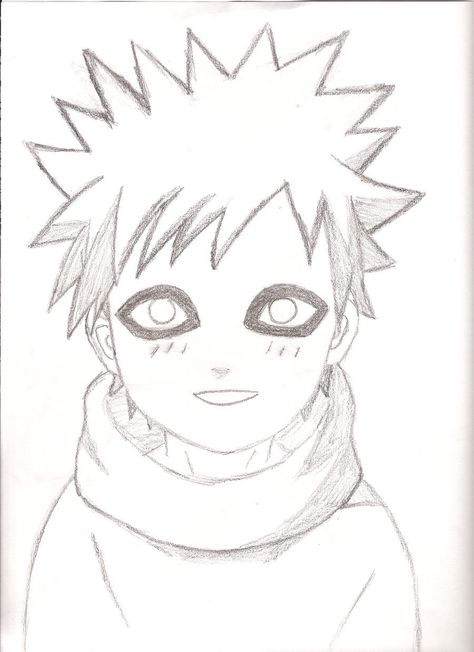 Gaara Sketch Easy, Gaara Drawing Easy, Gara Naruto Drawing, Garra Drawing, Cute Gaara, Gaara Sketch, Gaara Drawing, Naruto Drawings Easy, Naruto Drawing