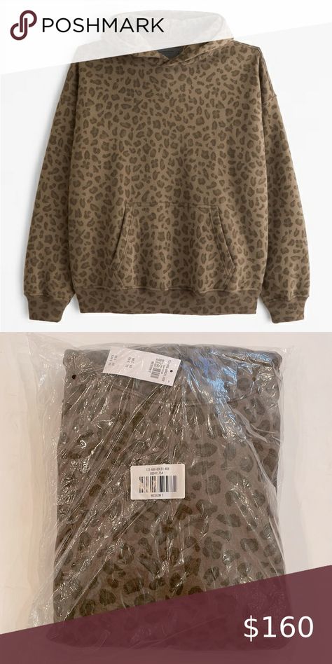 Abercrombie & Fitch essential popover hoodie leopard cheetah print size M NWT Abercrombie Cheetah Hoodie, Cheetah Hoodie, Brown Pattern, Oversized Hoodie, Oversize Hoodie, Cheetah Print, Pocket Pouch, Abercrombie Fitch, Light Brown