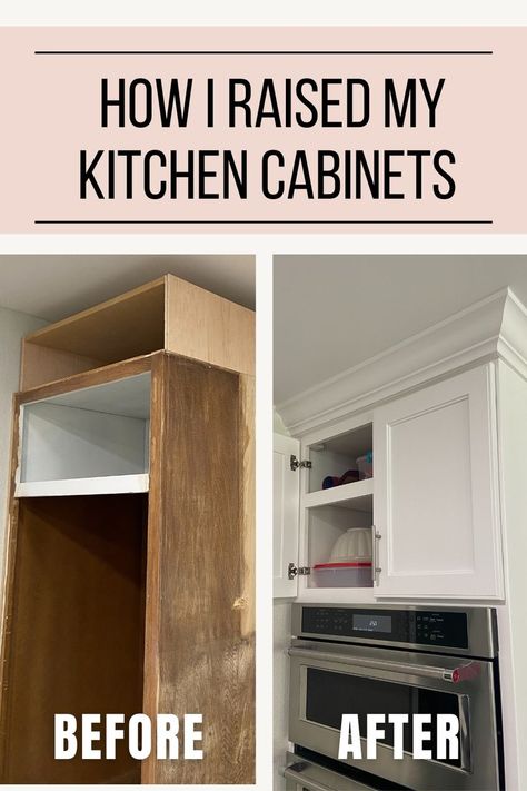 See how I raised our kitchen cabinets to the ceiling and added a shelf on top to maximize storage space in our small kitchen. Raise Cabinets to Ceiling. Raise Cabinets and Replace Doors. Raise Cabinets To Ceiling, Add To Top Of Kitchen Cabinets, Raise Kitchen Cabinets, Ceiling Height Cabinets, Replacing Kitchen Cabinet Doors, Kitchen Cabinets To The Ceiling, Replacing Kitchen Cabinets, Cabinets To The Ceiling, Kitchen Cabinets To Ceiling