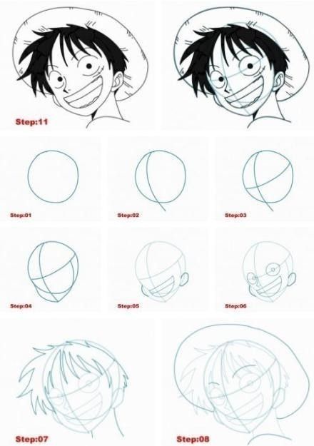 Step-by-step drawing tutorial for Luffy from One piece  #drawing #luffy #piece #tutorial Anime Drawings For Beginners, Manga Tutorial, Easy Drawings For Beginners, Pencil Sketch Images, Anime Tutorial, Manga Drawing Tutorials, Anime Drawing Books, Draw Anime, Sketches Tutorial