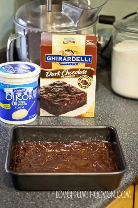 Brownies Made With Greek Yogurt by Love From The Oven Bake With Greek Yogurt, Dessert Recipes Using Greek Yogurt, Yogurt And Cake Mix Recipes, Weight Watcher Coffee Drinks, Brownie Mix With Greek Yogurt, Chef Allie's Kitchen Recipes, Plain Greek Yogurt Recipes Dessert, Brownies With Greek Yogurt, Greek Yogurt Recipes Dinner